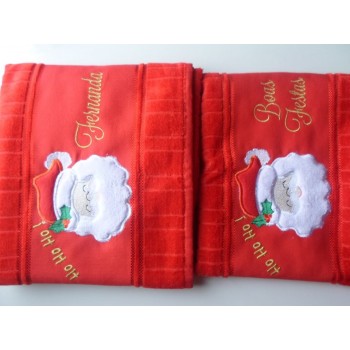 KIT TOALHAS PAPAI NOEL APLIQUE (1 BANHO + 1 ROSTO) 2PÇS